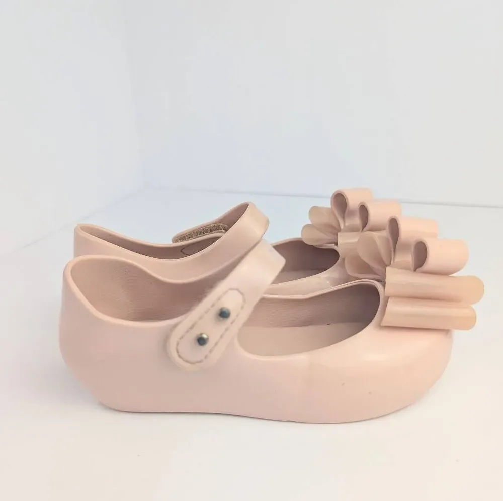 Mini Melissa ultragirl bow blush pink Mary Jane jellies  toddler girls 9